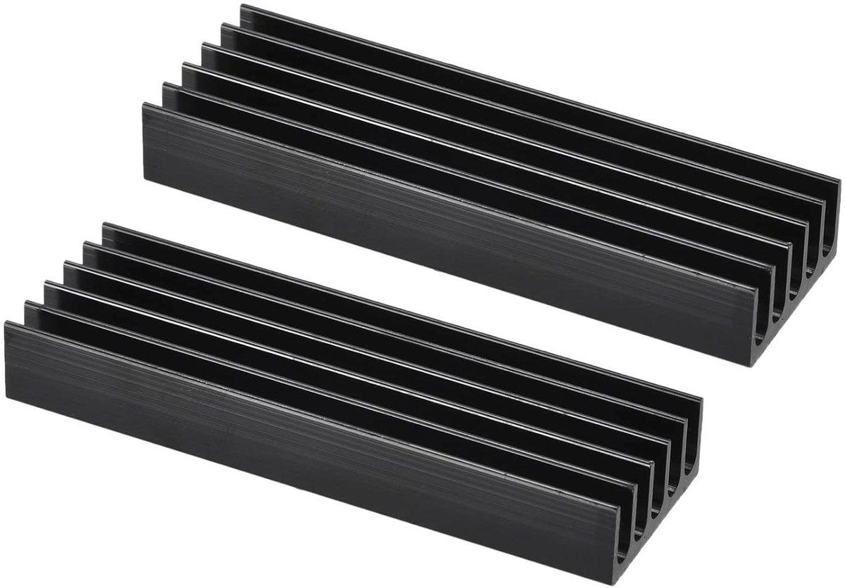 M.2 SSD Koellichaam - Aluminium Heatsink - Oververhitting Voorkomen - Thermische Buffer - 70 x 22 x 10 mm - Zwart