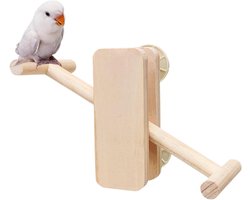 Papegaaienzitstok Houten Wip - Vogel Speelstandaard - Verveling Voorkomen - Natuurlijke Wipconstructie - 23 x 13 x 8 cm