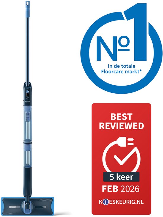 Philips OneUp Elektrische Dweil 5000 series XV5113/01 - Dweilsysteem - Vloerreiniger - Vuil water opzuigen - 2 standen - 70min dweilen - Geen emmer nodig