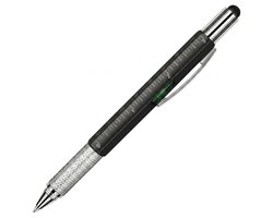 Zwart multipen pen heren dames 6 in 1 tool pen met schroevendraaier stylus waterpas liniaal en balpen multifunctioneel ontwerp compact hulpmiddel