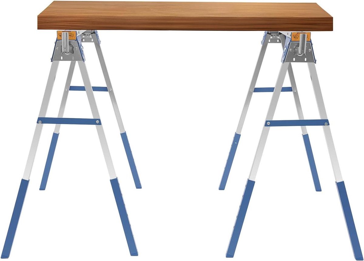 Zaagbok Set - Werkbokken Klapbokken - Werkplaats Gebruik - In Hoogte Verstelbaar - 1200 kg Draaglast - Blauw