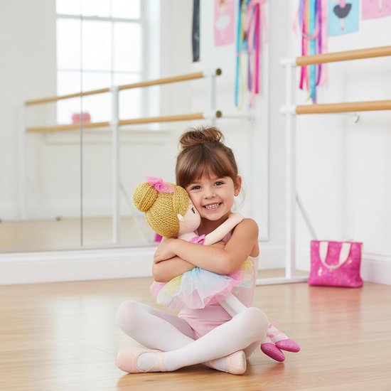 Zachte Ballerina Pop - Pluche pop Danseres pop - Cadeau geven - Geborduurd gezicht - 40 cm - Roze outfit — afbeelding 2