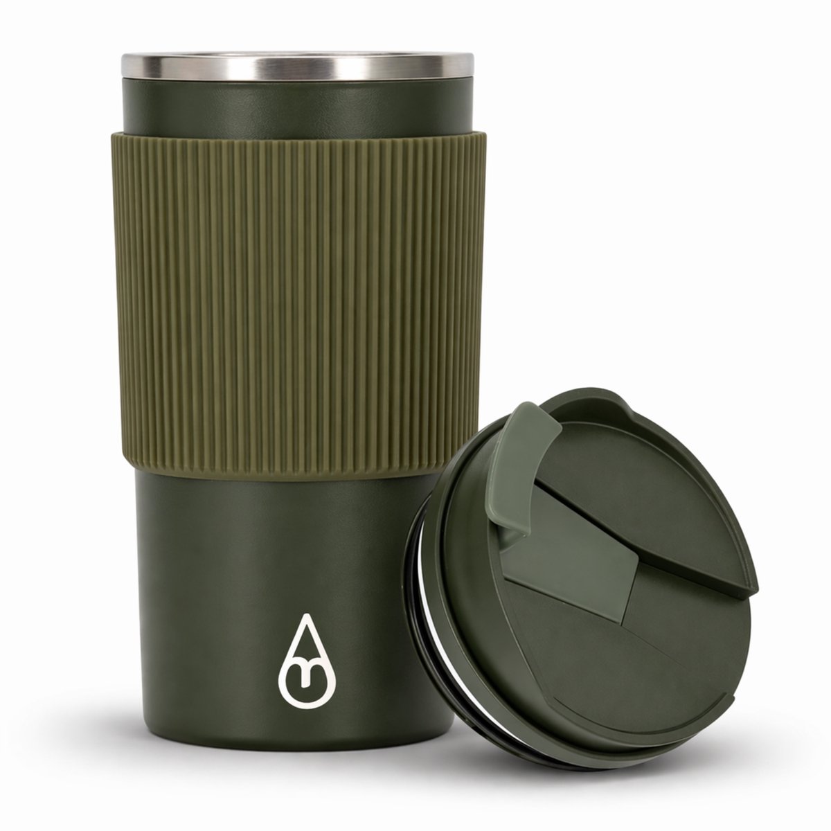 Motivai RVS Thermosbeker To Go – 450ML – Lekvrij & Dubbelwandig – Koffiebeker voor Onderweg – BPA-vrij & Duurzaam – Groen