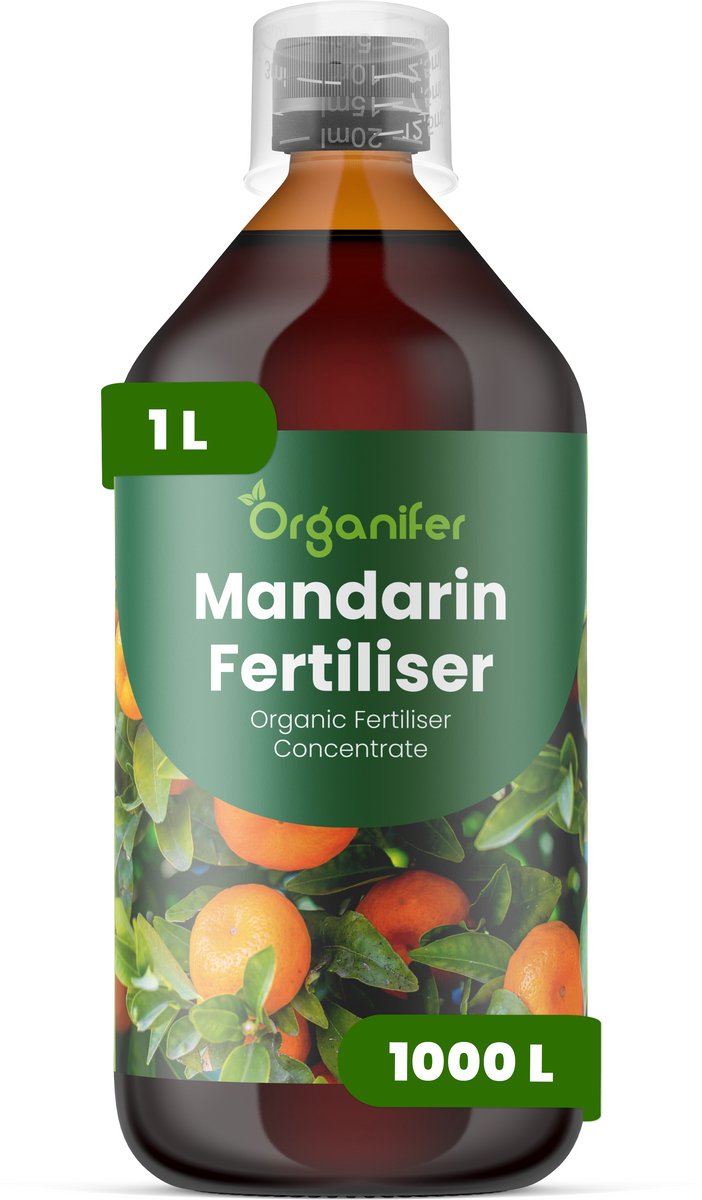 Vloeibare Meststof Voor Mandarijnboom 1 L Voor 1000 L - Npk 2-1-8 - Ondersteunt Krachtige Kroonontwikkeling En Evenwichtige Boomgroei - Verbetert De Bloei - Vruchtzetting En De Zoetheid Van Mandarijnen - Organifer