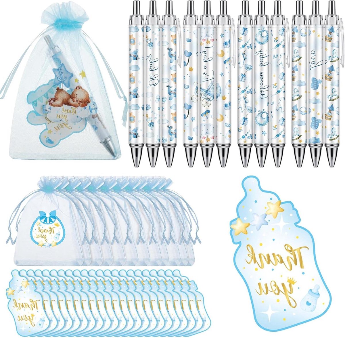 Babyshower Bedankjes - Cadeautjes Gasten - Feestelijke Gelegenheid - Complete Set - 50 Stuks - Blauw