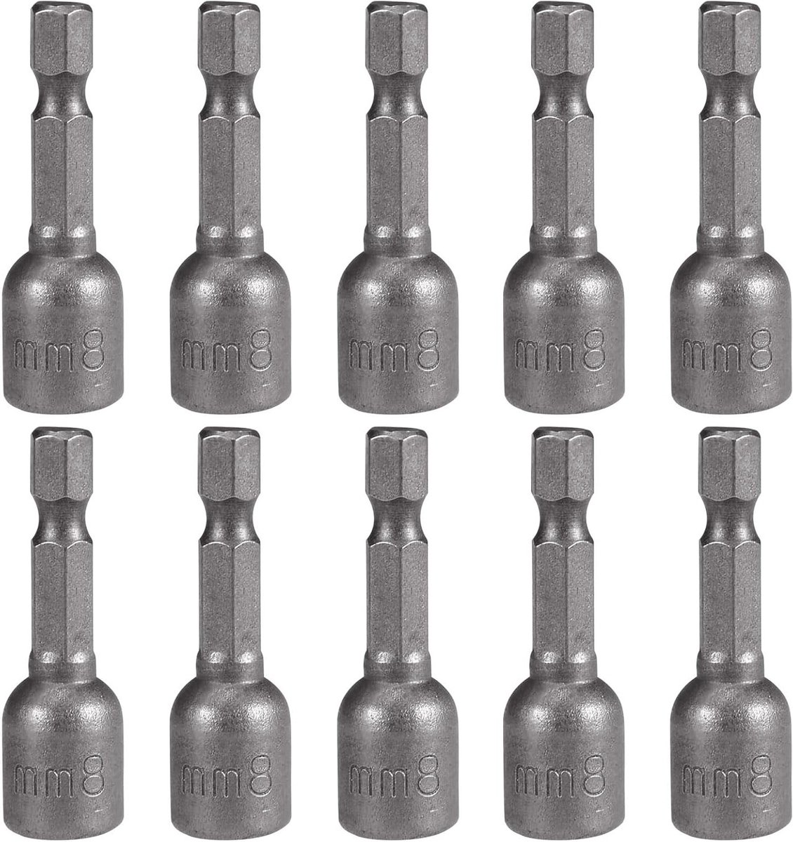 Set van 10 Magnetische Hexagon Steeksleutels, 8 mm, Inclusief Socket Adapter voor Boor en Accuschroefmachine, Perfect voor Klusprojecten en Onderhoud