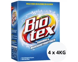 Biotex Voorwas & Waskrachtversterker Waspoeder - 4 x 4 KG - Voordeelverpakking