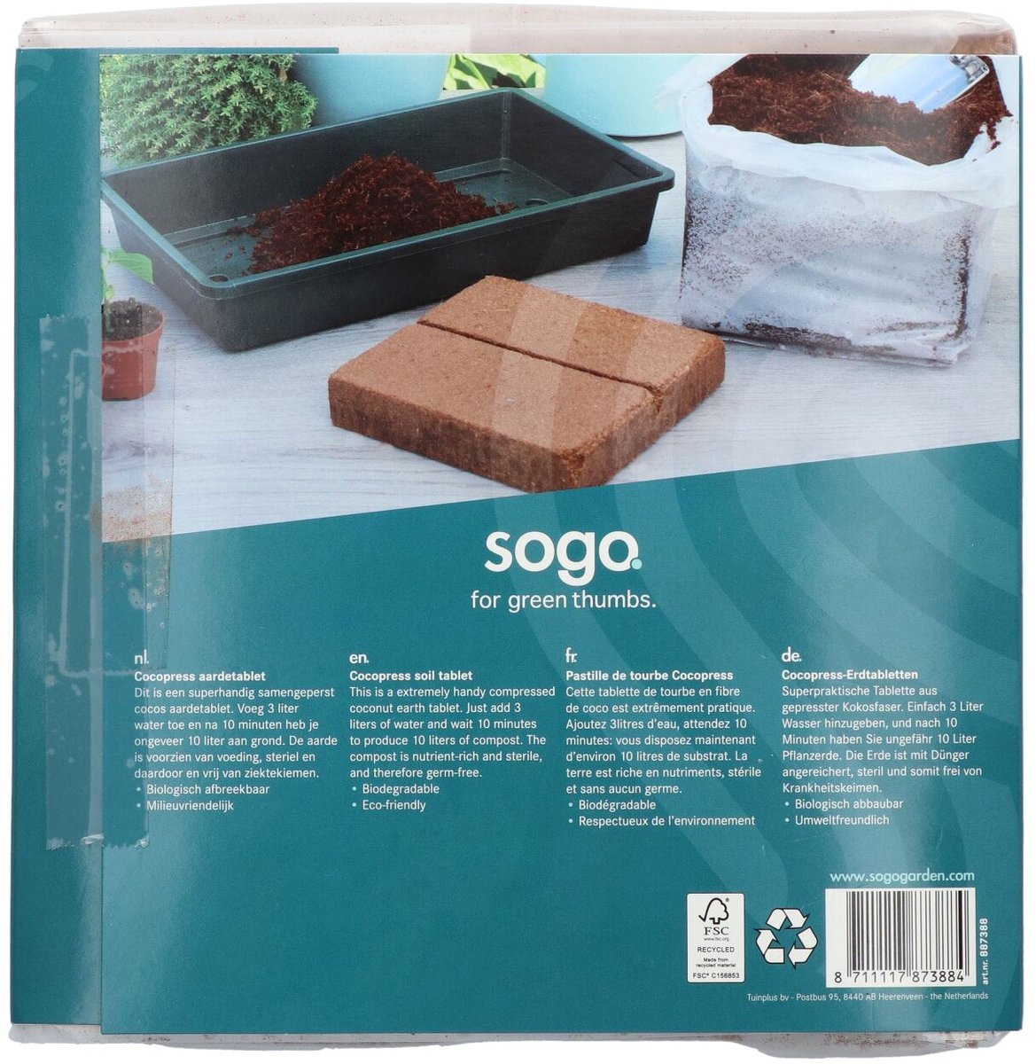 SOGO Cocos coir tablet - kokosvezel potgrond - 10L