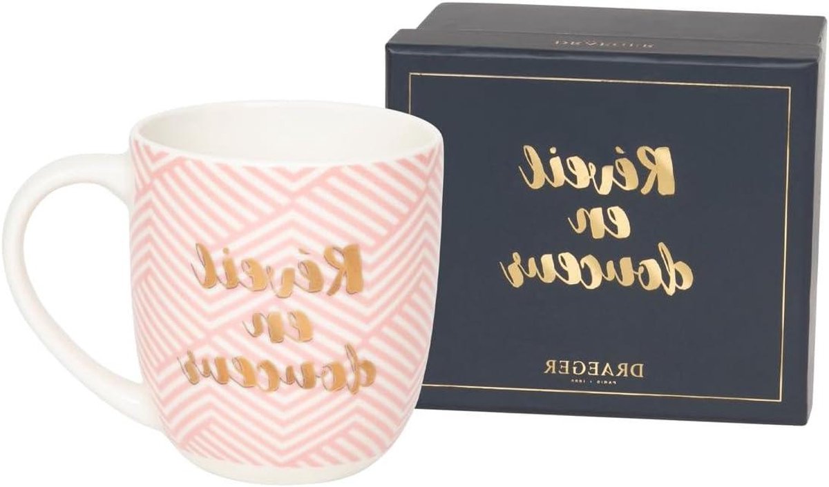 Keramische Mok - Koffiebeker Theeglas - Geniet Moment - Gouden Accent - 320 ml - Blauw