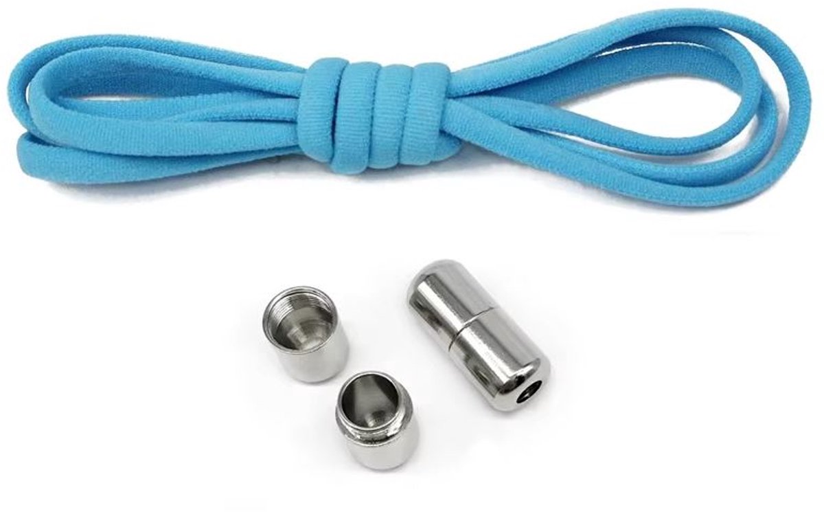 Jonyx - Elastische veters - Met draaisluiting - Schoenveters - Kinderveters - Kinderschoenen - 100 cm - 1 paar - Niet meer strikken - Zonder veterstrikken - Lichtblauw - Jonyx
