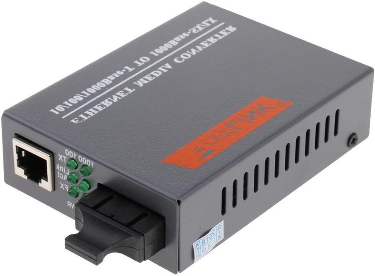 Glasvezel Transceiver - Mediaconverter - Netwerk Uitbreiding - Single Mode - 20 km - Zilver