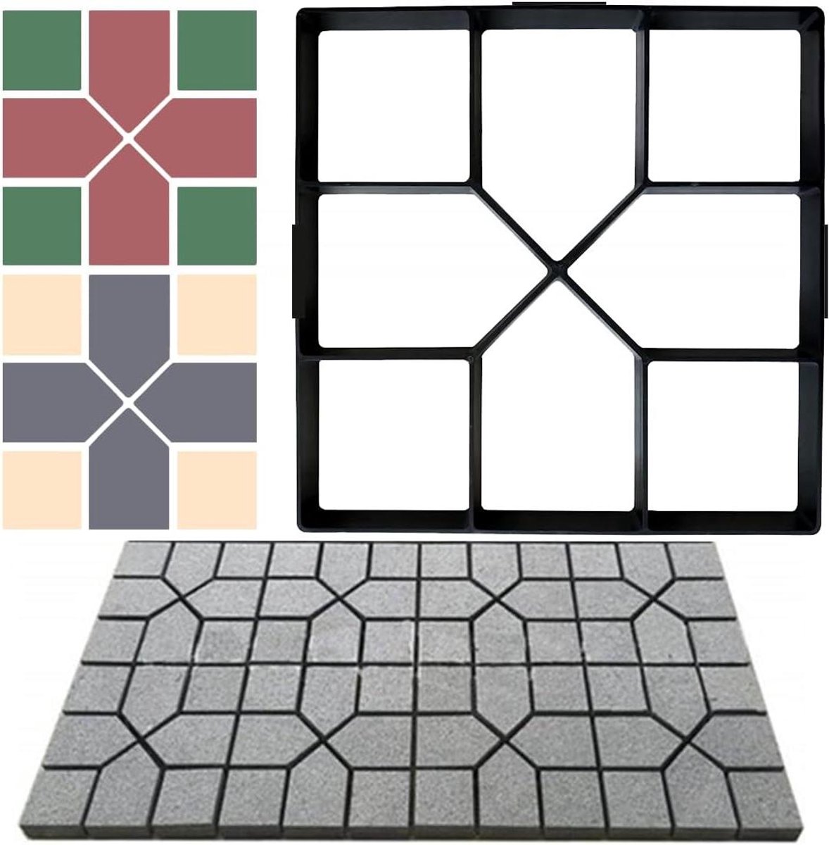Betonvorm - Trottoirvorm Gietvorm - Tuinpaden Aanleggen - Herbruikbaar Plastic - 40 x 40 cm - Zwart