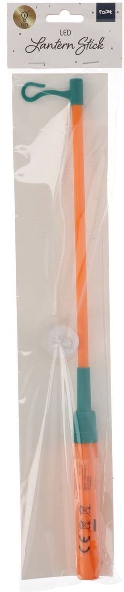 Lampionstokje - met LED lichtje - incl. batterijen - 40 cm - oranje — afbeelding 4