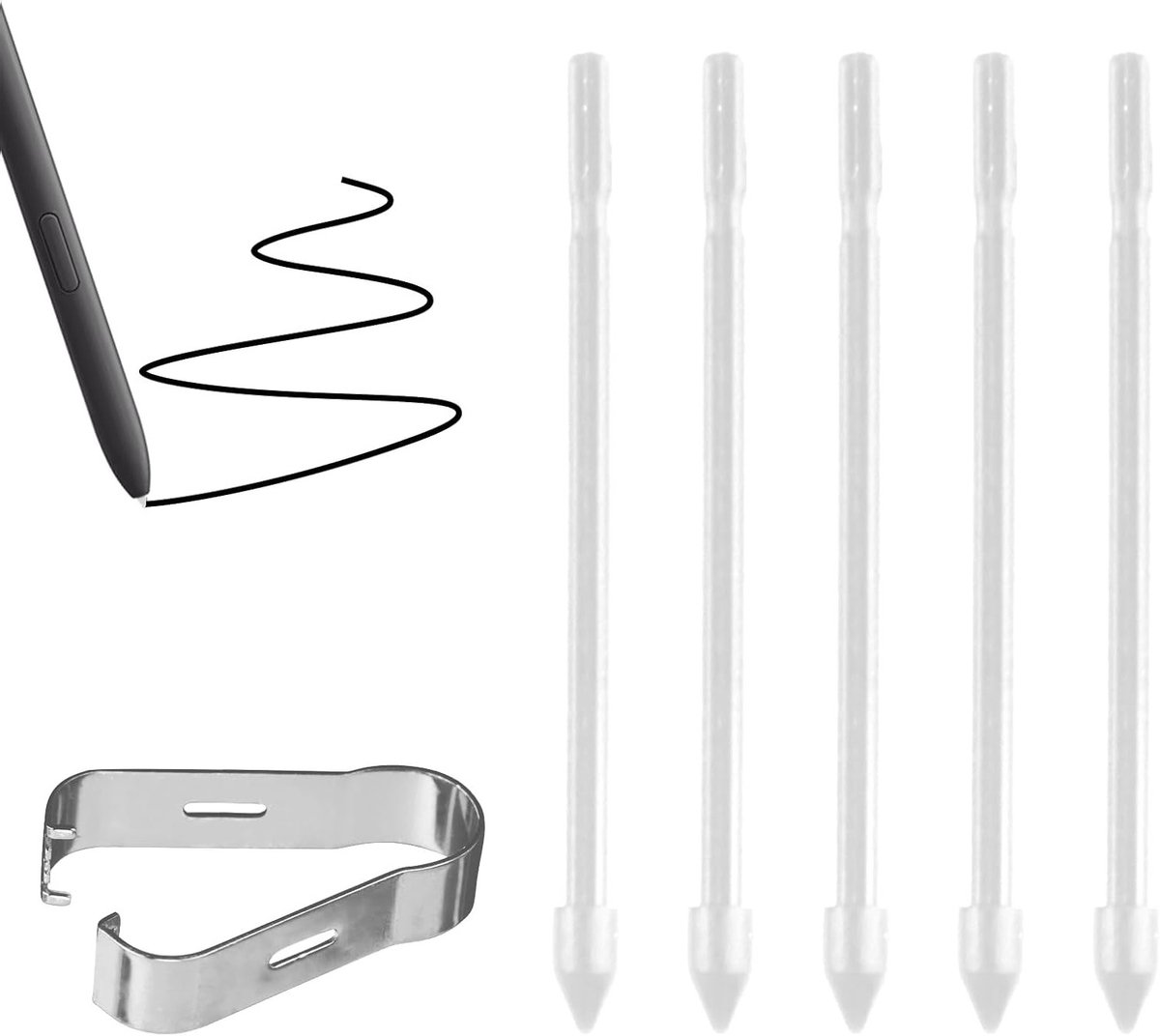 5 Vervangtips voor S Pen - Geschikt voor Galaxy Tab S6 Lite, S7 FE, S8 Ultra en S9+ Plus, Inclusief Installatietools en Nibs voor Optimaal Gebruik