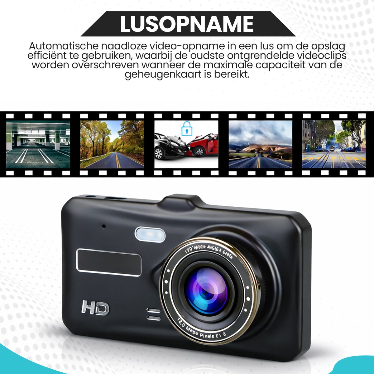 RaviSoll Dashcam Auto – Dual Dashcam Voor en Achter – Full HD Opname – 170° Groothoeklens – Parkeermodus – Nachtzicht – Eenvoudige Installatie – foto 2