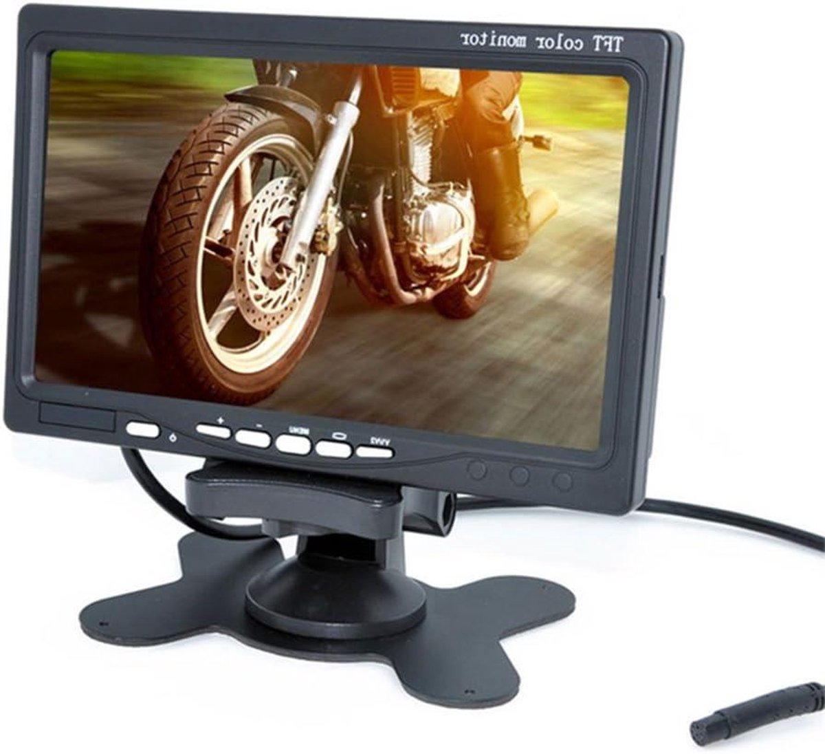 TFT LCD Scherm - Monitor met standaard - Parkeerhulp - Dubbele AV ingangen - 7 Inch - Zwart