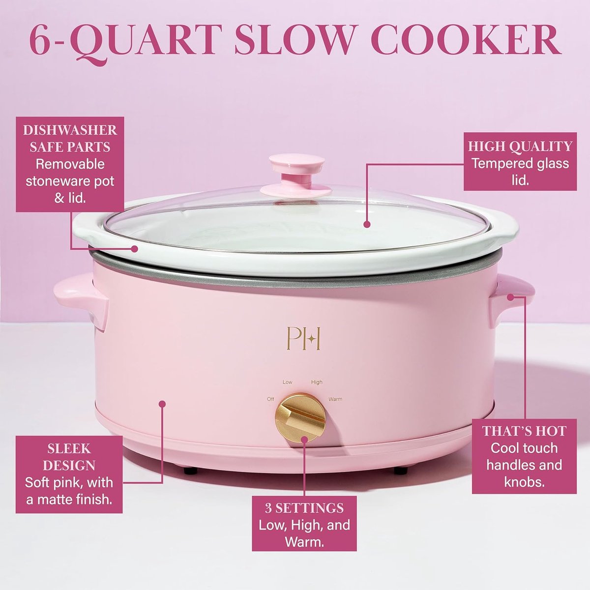Handmatige Kookpan - Slowcooker - Grote Maaltijden Bereiden - Natuurlijke Anti-aanbaklaag - 6 Liter - Roze – foto 4