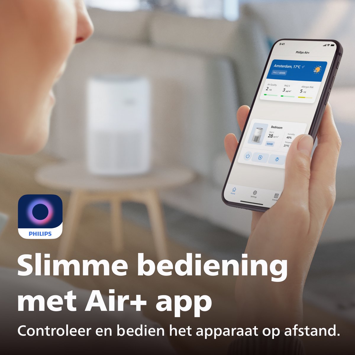 Philips PureProtect 900 Series - Luchtreiniger - CADR 250m3/u - Ruimtes tot 65m2 - 3 laags HEPA filtratie - Air+ App - Stille Reiniging - Compact - Wit - AC0950/10 thumbnail 5
