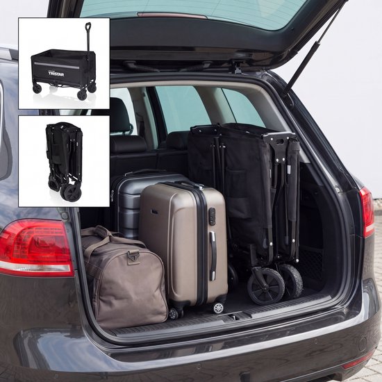 Tristar Bolderkar Opvouwbaar – 120 L – 100 kg Draagvermogen – Staal – Zwenkwielen – Inklapbare Bolderwagen Met Laadklep - Incl. Waterdichte Hoes - Compact - Festival - HC‑0917 — afbeelding 4