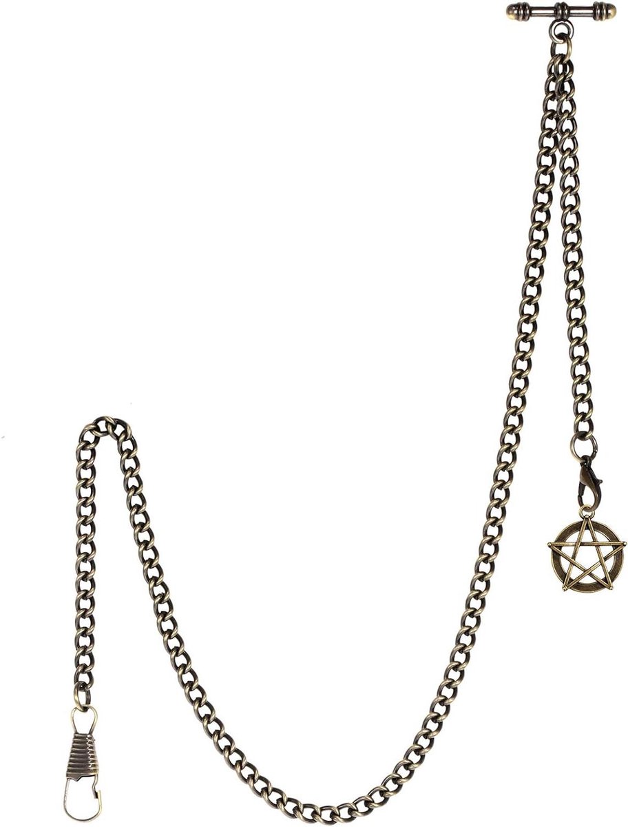Zakhorloge Ketting - Albert Ketting - Vest Versieren - Met Ster Hanger - 37 cm - Brons