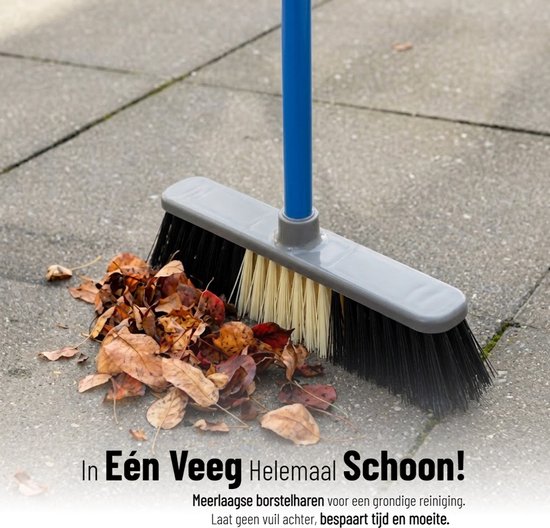 Clean Bezem met Steel - 132x28 cm - Binnenbezem - Voor Parket & Laminaat - Kamerveger - Zaalveger - Zachte Bezem - Straatbezem - Binnen Bezem - Groen/Geel - Ergonomische Huishoudbezem - Krasvrije Veger voor Gladde Vloeren - Fijnhaar Zachte Borstel van Merkloos	 — afbeelding 2