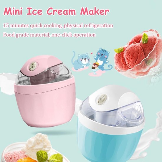 Ijsmachine - Roomijsmachine - Sorbetmaker - Mini ijsmachine - Elektrisch - One-touch bediening - Zelf ijs maken - Voor frozen yogurt en gelato - Voor thuis en keuken - Compact - Hemelsblauw van Merkloos — afbeelding 2