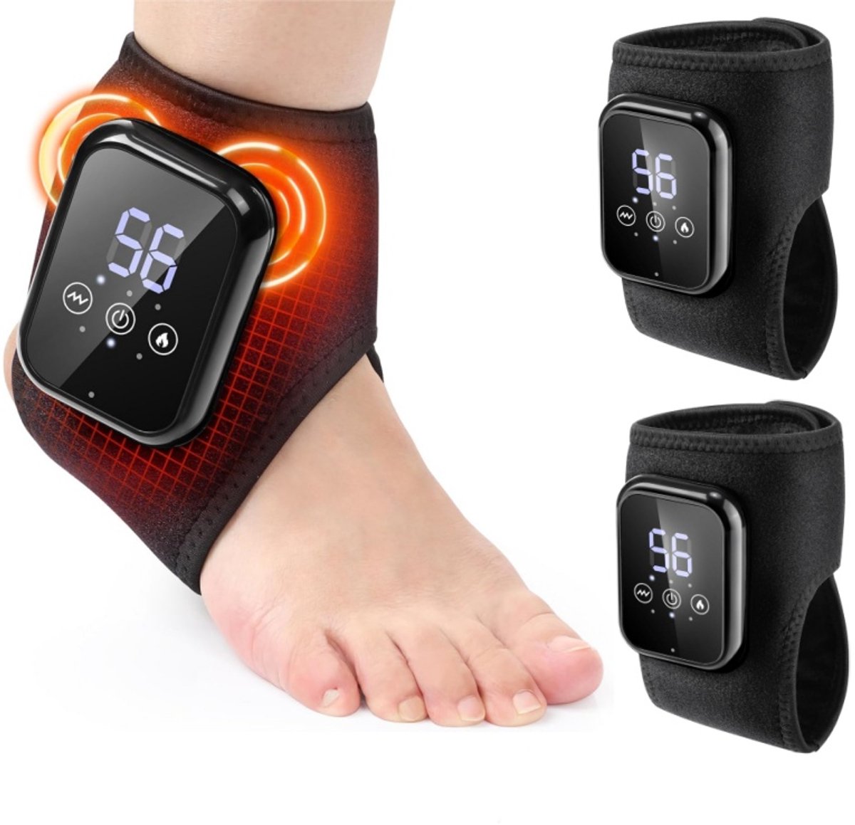 2 stuks Verwarmingskussen voor Voeten en Enkels – Oplaadbaar Draadloos Massageapparaat – 3 Warmtestanden – Pijnverlichting voor Neuropathie, Artritis en Hielspoor – Verbetert Bloedsomloop – Cadeau voor Ouders