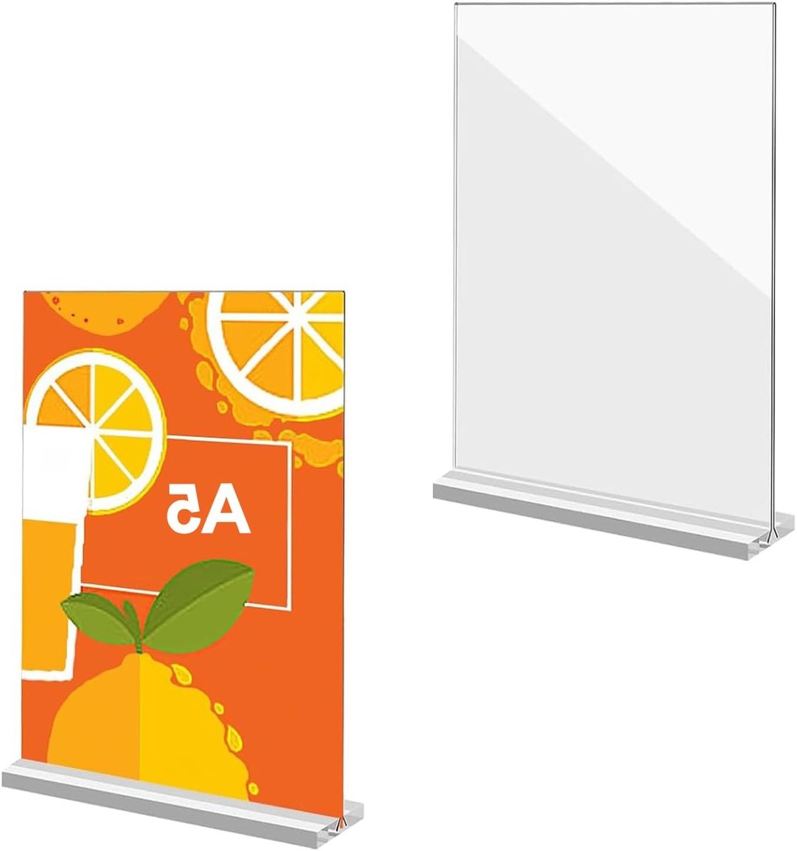 Acryl Tafelstandaard voor Foto's, 2 Stuks Dubbelzijdige Verticale Displayhouder, Transparant voor Thuis, Kantoor en Retailgebruik