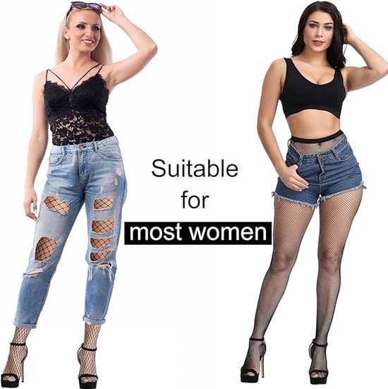 Collants résille noirs - 3 pièces collants résille - Grande taille - taille haute - Vêtements quotidiens - Look statement - Élastique & Respirant - 3 styles - Noir