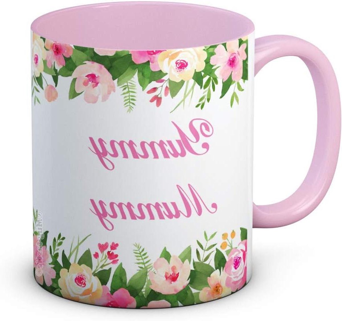 Keramische Koffiemok - Thee Mok - Warme Dranken - Dubbelzijdig Bedrukt - 310 ml - Roze Wit