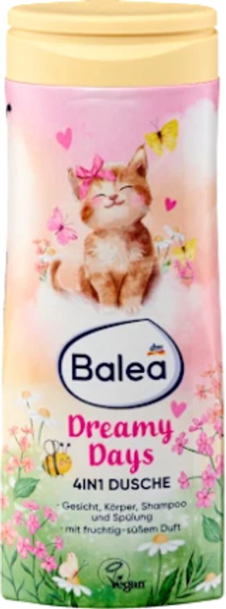 Kinder Douchegel Dreamy Days - 4-in-1 Kinder Douchegel Balea Douchegel | 1x 300 ml | Fruitig-zoete 4-in-1 Douchegel - Shampoo & Conditioner - Haar, Lichaam en Gezicht