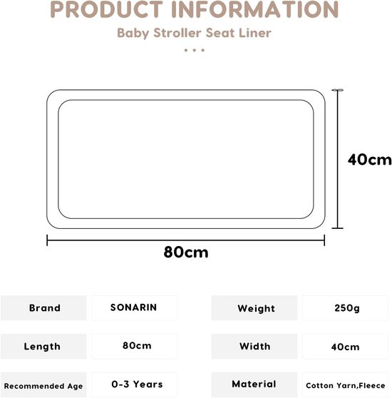 Kinderwagen Zitkussen - Voering Stoel - Comfort Baby - Dubbelzijdig Gebruik - 40 x 80 cm - Beer — afbeelding 5