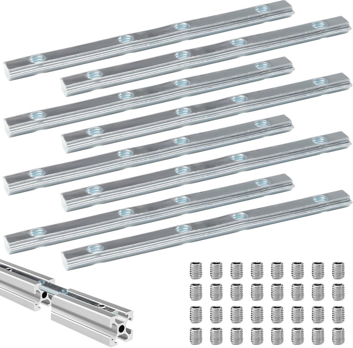 Aluminium Profielverbinders 20 x 20 - 8 Stuks, Verstevigde Staalverbindingen met Schroeven voor Profielaccessoires en Constructies