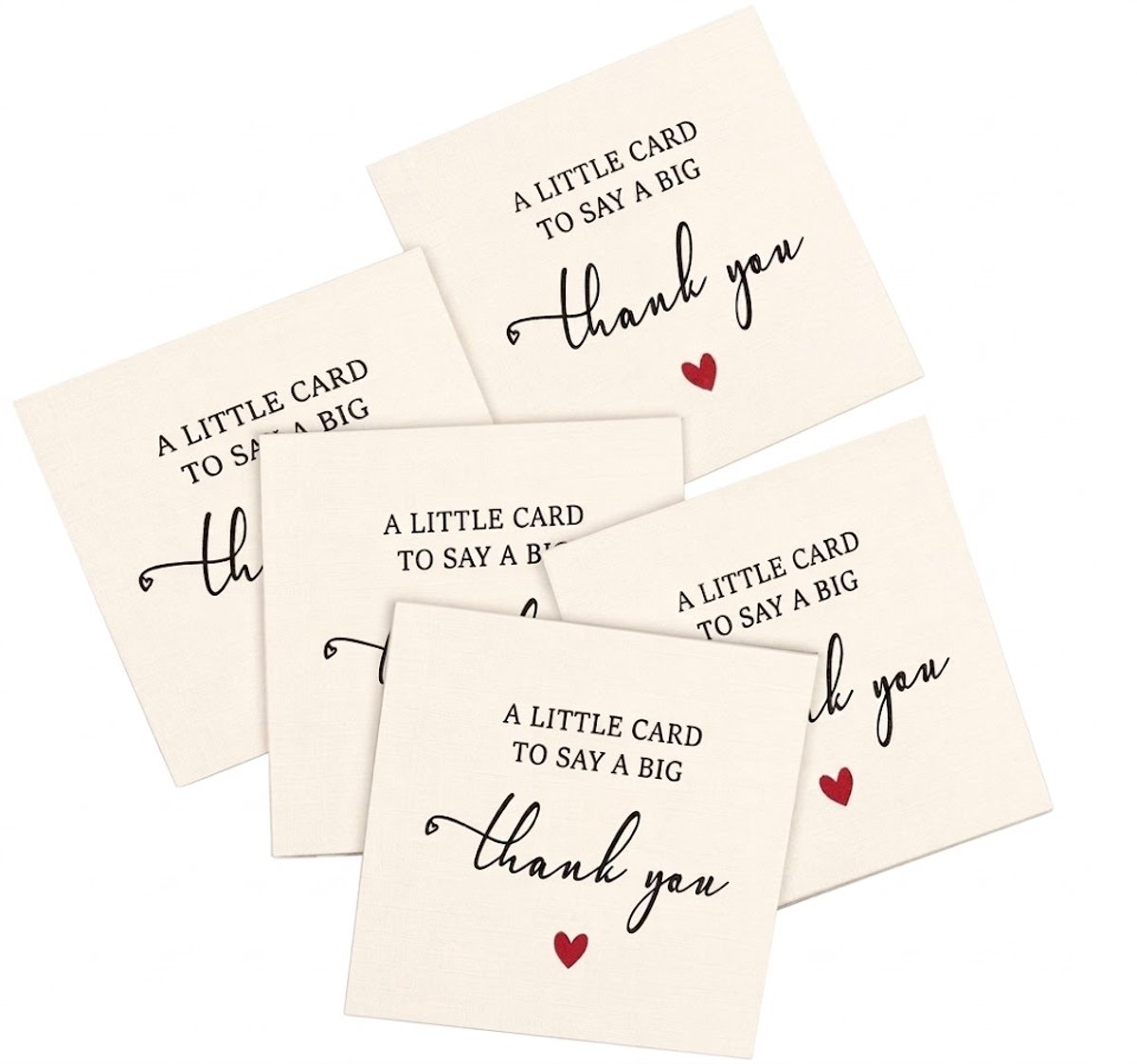 Beige bedank kaarten set 20 stuks – thank you kaarten met tekst en hartje – minimalistische wenskaarten – kaartenset voor dames en heren