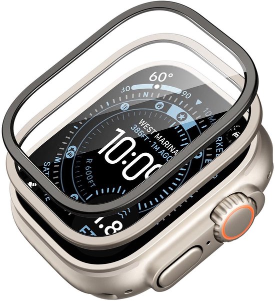 ESR Armorite - Screen Protector Geschikt voor Apple Watch Ultra 3/2/1 - 9H Tempered Glass - Militair Getest Glas - Titanium Zwart (2-Pack)