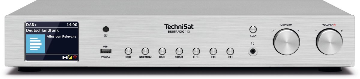 TechniSat DIGITRADIO 143 (V3) - HiFi tuner internetradio (DAB+ digitale radio, Bluetooth audio streaming, Spotify Connect, werpantenne, afstandsbediening, breedte 43,5 cm)
