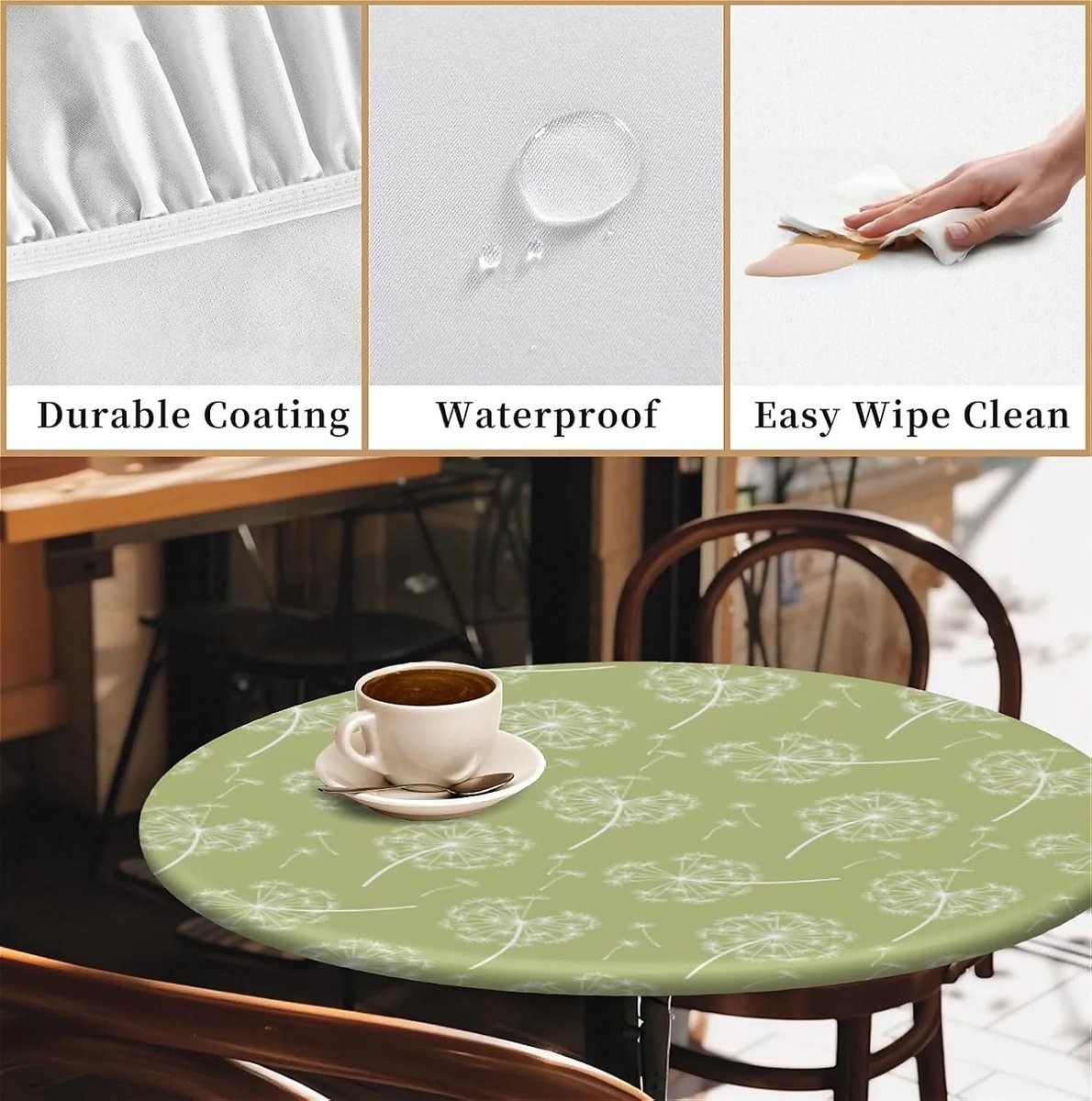 Rond tafelkleed - Tafelhoes - Tafel beschermen - Elastische rand - 122 cm - Paardebloem