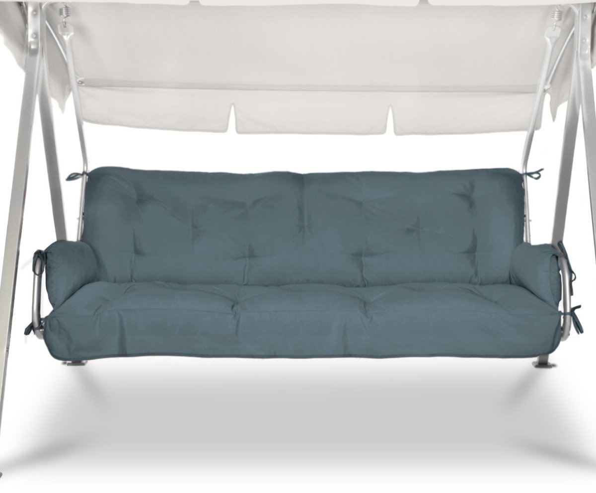 Beautissu Flair HS Schommelbank Kussen 180x50x8 cm Set 2x Blauwgrijs – Zit- en Rugkussen