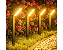 Suntac Solar Tuinverlichting – 4 Stuks – Solar Tuinfakkels – 3 Lichtmodi – IP55 Waterdicht – Tuinverlichting op Zonne-energie – Voor Tuin, Pad, Terras en Gazon – Zwart
