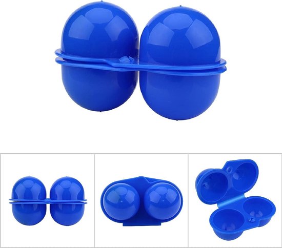 Set van 2 Draagbare Eieren Dozen voor Keuken, Camping en Picknick - Blauw, Ideaal voor Reizen en Opbergen — afbeelding 3