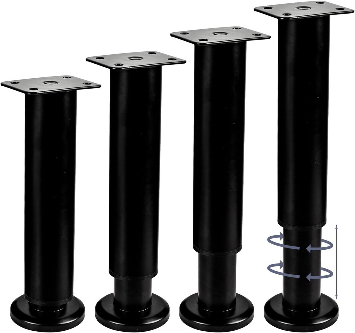 Verstelbare meubelpoten - Bankpoten tafelpoten - Meubels verhogen - Groot verstelbereik - 35-66 cm - Zwart