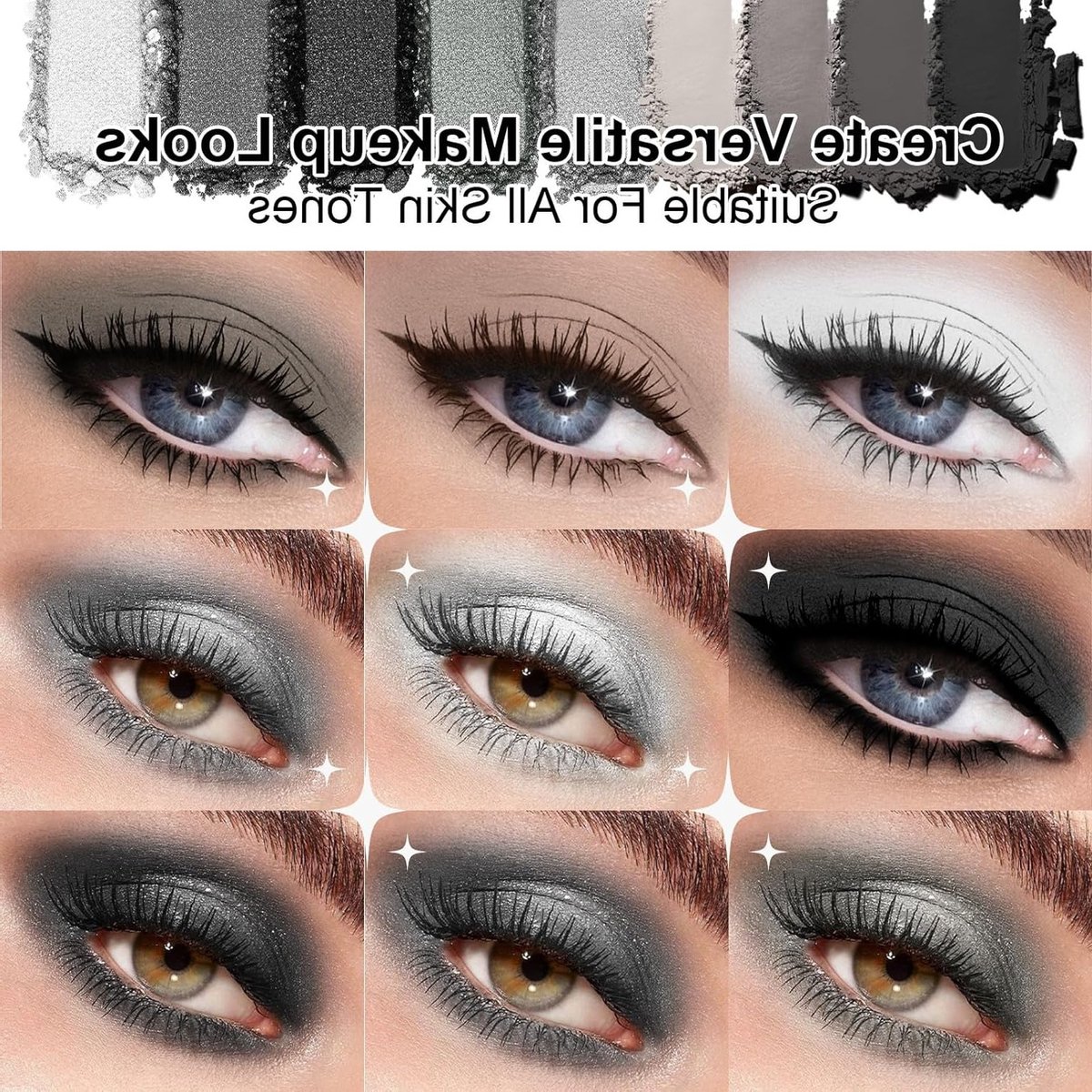 Rond oogschaduwpalet met negen compartimenten voor veelzijdige make-uplooks en kleuren