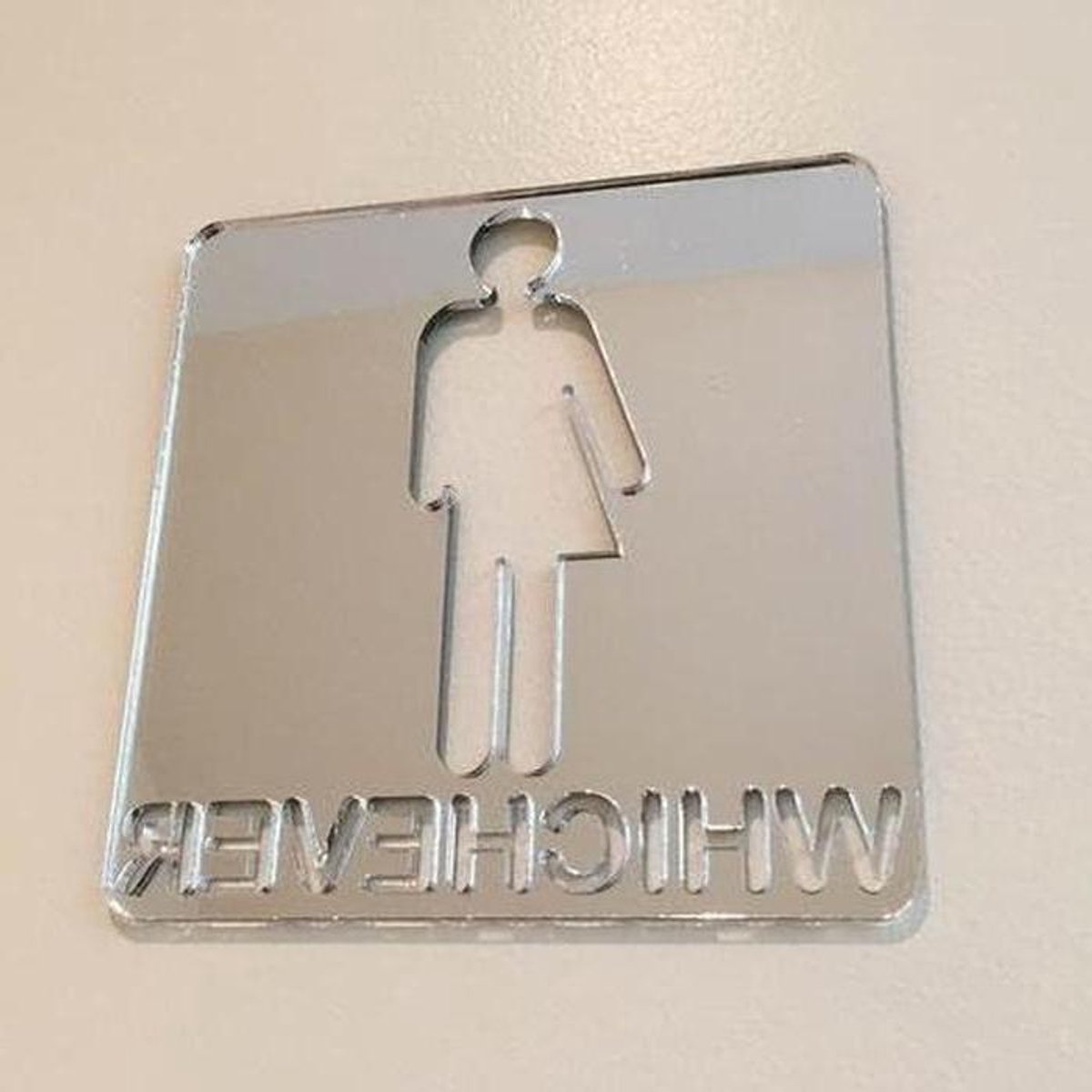 WC Deurplaat - Toegangsindicatie - Aanduiding Deur - Unisex Ontwerp - 12 x 12 cm - Spiegelend