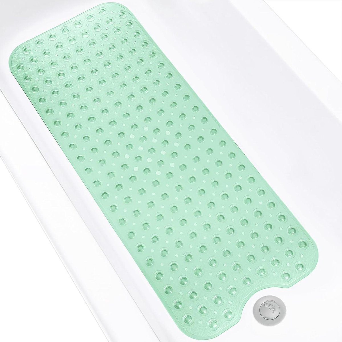 Douchemat Extra Lang - Antislip Mat Bad - Veilig Douchen - 200 Grote Zuignappen - 95 x 40 cm - Lichtgroen