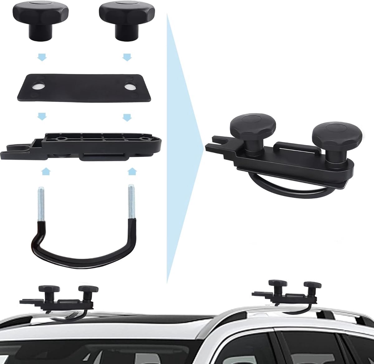 Dakbox Bevestigingsset - Universeel Dakdragerset - Gegalvaniseerd Staal - Anti-slip Rubber - Snelle Montage - Voor Auto, Camper & Reis – foto 8