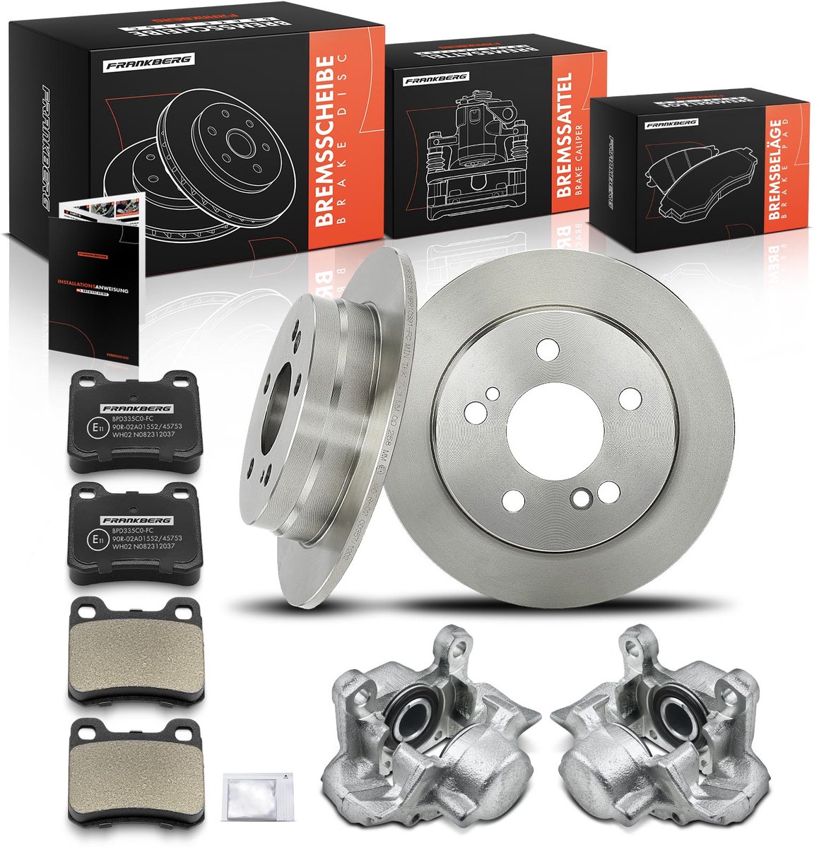 Frankberg 2x Remklauw+2x Remmen+4x Remblokken voor Mercedes-Benz