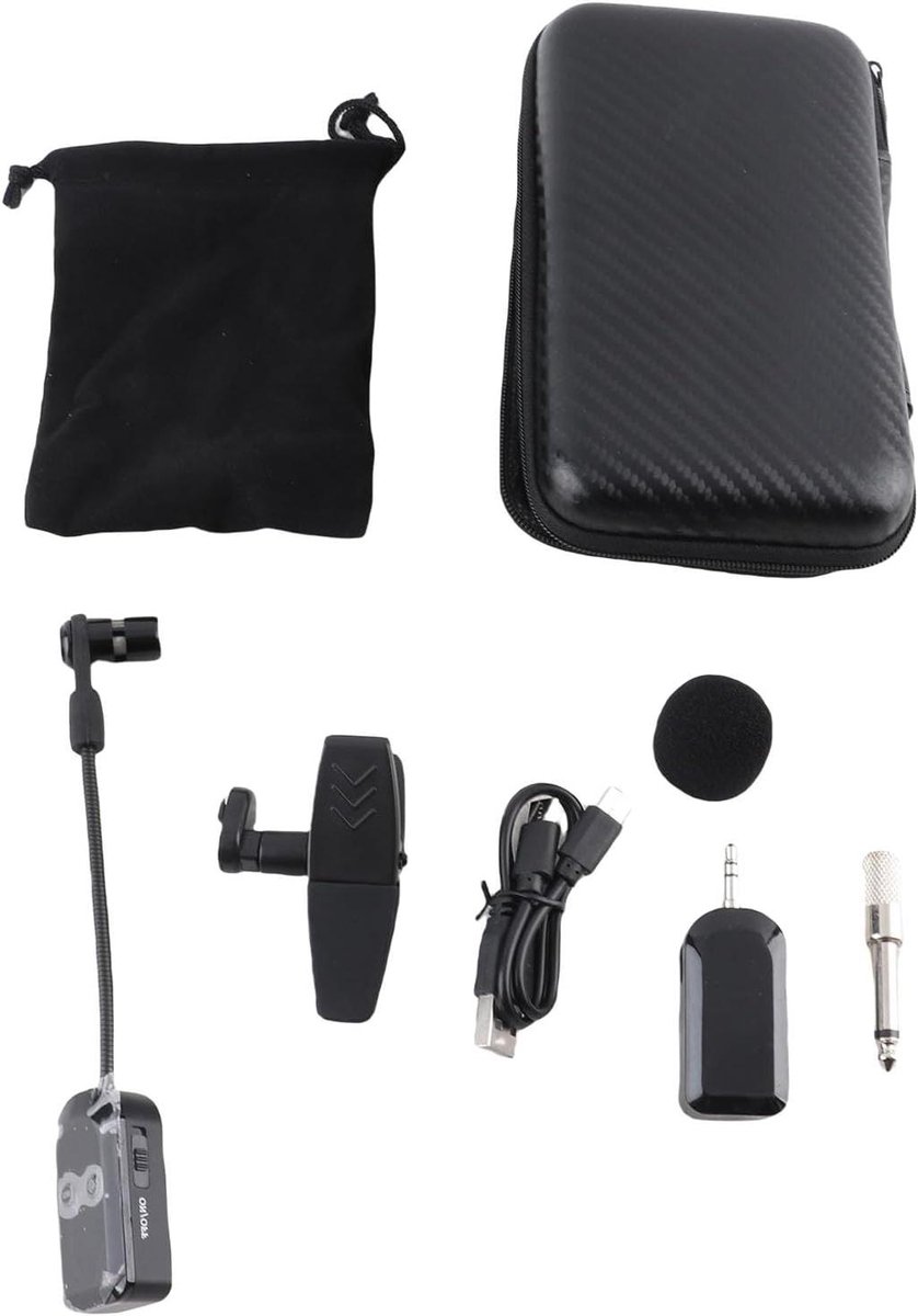 Draadloze Saxofoon Microfoon - Instrument Microfoon Set - Podiumoptredens - 360 Graden Rotatie - 40 Meter Bereik - Zwart