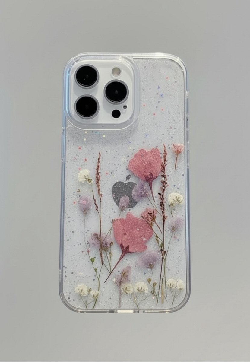 Telefoonhoesje met roze droogbloemen - gebloemd - Iphone 17