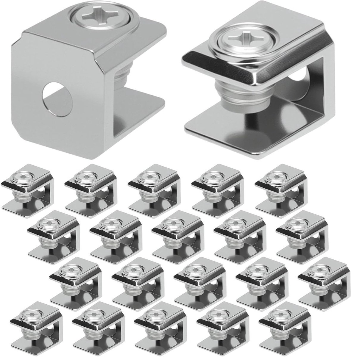 20 Stuks Glazen Planksteunen, Verstelbare RVS Glasklemmen, Stevige Glasclips voor 3-8mm Dikte, Ideaal voor Planken en Opbergruimte