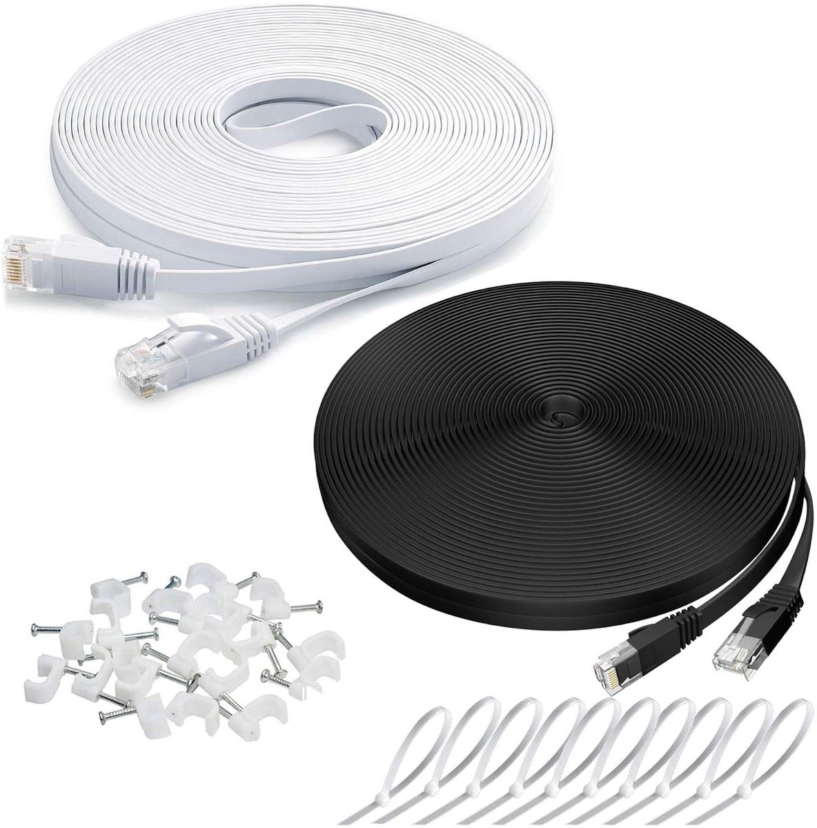 Ethernet Kabel - Netwerkkabel LAN - Internet Verbinden - Platte Hoge Snelheid - 30 meter - Wit